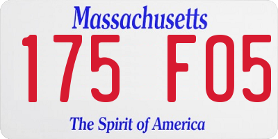 MA license plate 175FO5