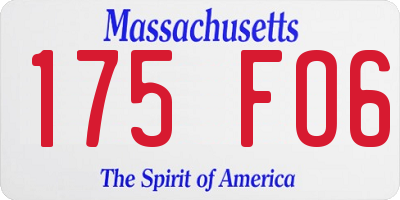 MA license plate 175FO6