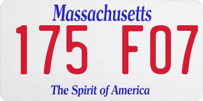 MA license plate 175FO7
