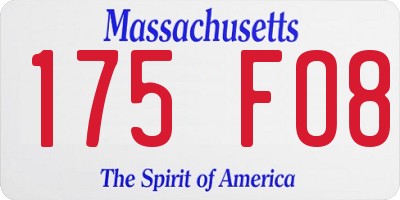 MA license plate 175FO8