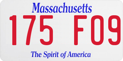 MA license plate 175FO9