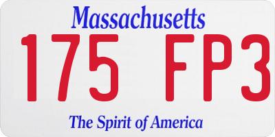 MA license plate 175FP3