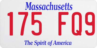 MA license plate 175FQ9
