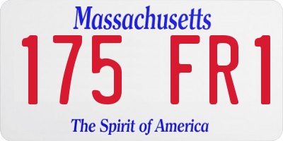 MA license plate 175FR1