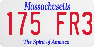 MA license plate 175FR3
