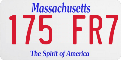 MA license plate 175FR7