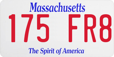 MA license plate 175FR8