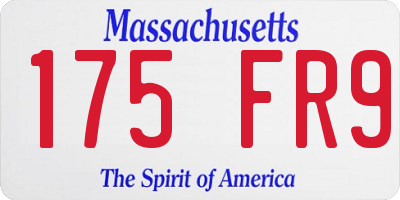 MA license plate 175FR9