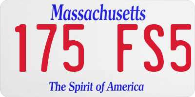 MA license plate 175FS5