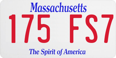 MA license plate 175FS7