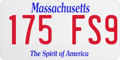 MA license plate 175FS9