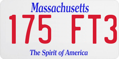 MA license plate 175FT3
