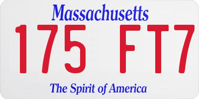 MA license plate 175FT7