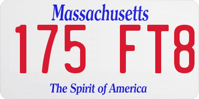 MA license plate 175FT8