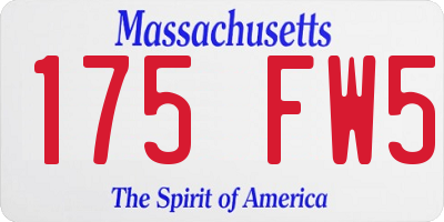 MA license plate 175FW5