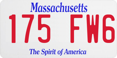 MA license plate 175FW6