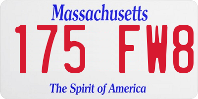 MA license plate 175FW8