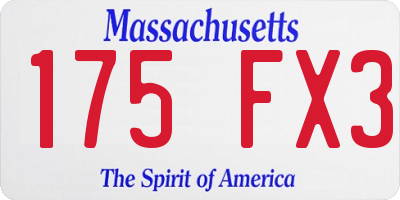 MA license plate 175FX3