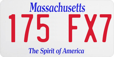 MA license plate 175FX7