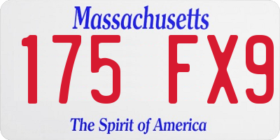 MA license plate 175FX9
