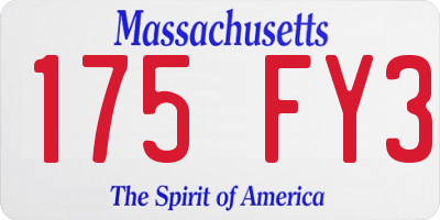 MA license plate 175FY3