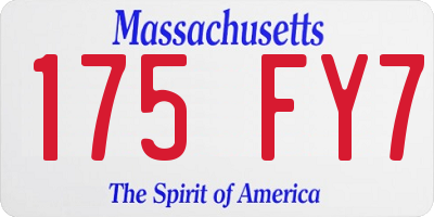 MA license plate 175FY7