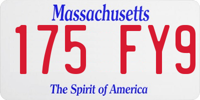 MA license plate 175FY9