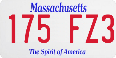 MA license plate 175FZ3