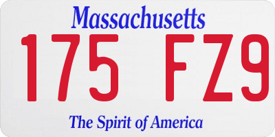 MA license plate 175FZ9