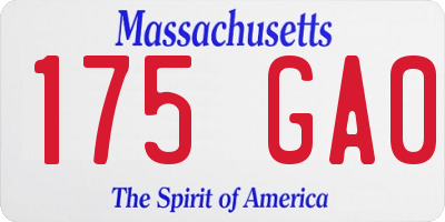 MA license plate 175GA0