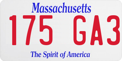 MA license plate 175GA3