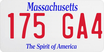 MA license plate 175GA4