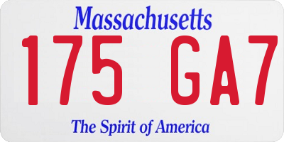 MA license plate 175GA7
