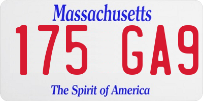 MA license plate 175GA9