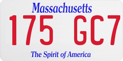 MA license plate 175GC7