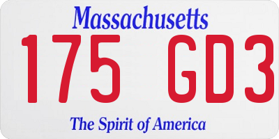 MA license plate 175GD3