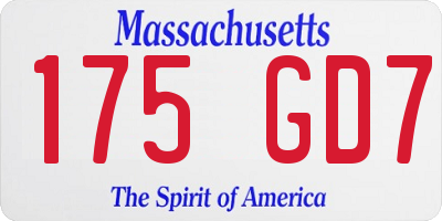 MA license plate 175GD7