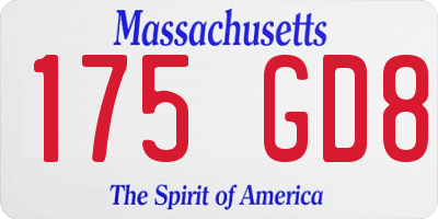 MA license plate 175GD8