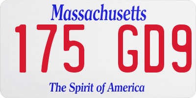 MA license plate 175GD9
