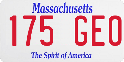 MA license plate 175GE0