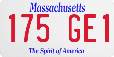 MA license plate 175GE1