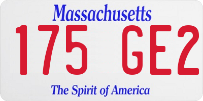 MA license plate 175GE2