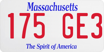 MA license plate 175GE3