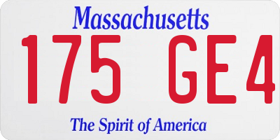 MA license plate 175GE4