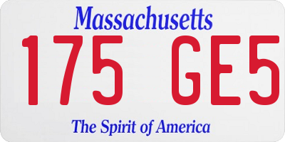 MA license plate 175GE5