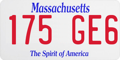 MA license plate 175GE6