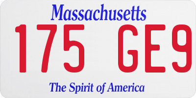 MA license plate 175GE9
