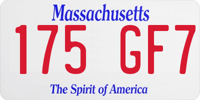 MA license plate 175GF7