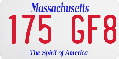 MA license plate 175GF8