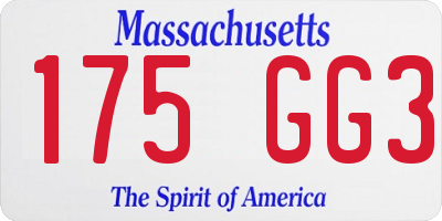 MA license plate 175GG3